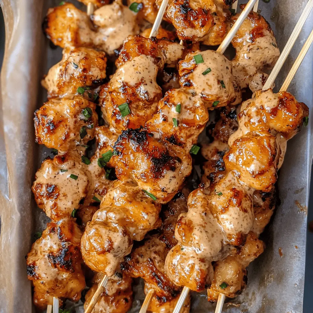 Spice up your meal with these flavorful Bang Bang Chicken Skewers! Perfectly marinated chicken is grilled to juicy perfection, then drizzled with a creamy, tangy sauce that packs a punch. Ideal for summer barbecues or a cozy family dinner, these skewers are a delightful crowd-pleaser. Save this recipe for your next gathering!