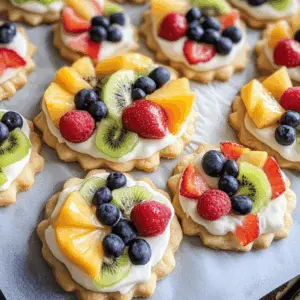 These Fruit Pizza Cookies are a delightful treat combining soft sugar cookies with a creamy frosting topped with fresh, colorful fruits! Perfect for summer gatherings, parties, or just when you're in the mood for something sweet. Save this recipe for a fun baking day with family and impress everyone with these vibrant, tasty delights!