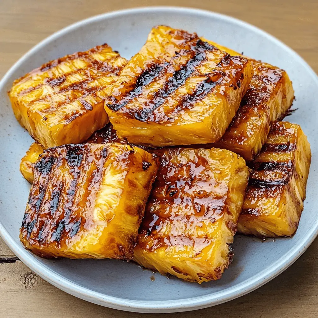 Sweeten your summer gatherings with this Grilled Caramelized Brown Sugar Pineapple recipe! Juicy pineapple slices are brushed with a rich brown sugar glaze, creating delightful caramelization on the grill. Perfect as a dessert or a unique side dish to brighten up barbecues. Save this recipe for your next outdoor feast or family get-together!