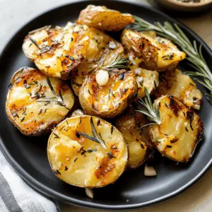 These Grilled Garlic Rosemary Smashed Potatoes are the perfect side for any meal! Crispy on the outside and fluffy on the inside, they are infused with fresh garlic and fragrant rosemary, making them irresistibly tasty. Save this recipe for your next barbecue or family dinner and impress everyone with these delicious flavors!
