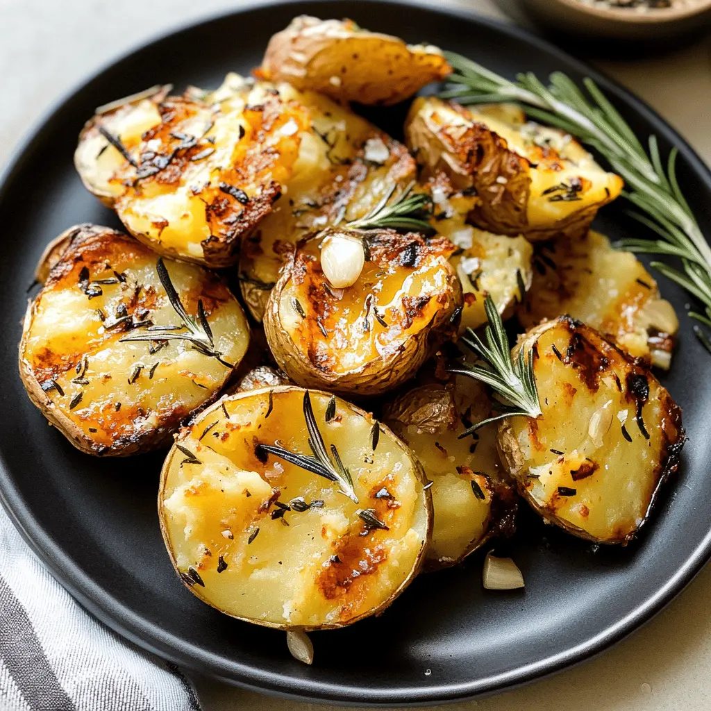 These Grilled Garlic Rosemary Smashed Potatoes are the perfect side for any meal! Crispy on the outside and fluffy on the inside, they are infused with fresh garlic and fragrant rosemary, making them irresistibly tasty. Save this recipe for your next barbecue or family dinner and impress everyone with these delicious flavors!