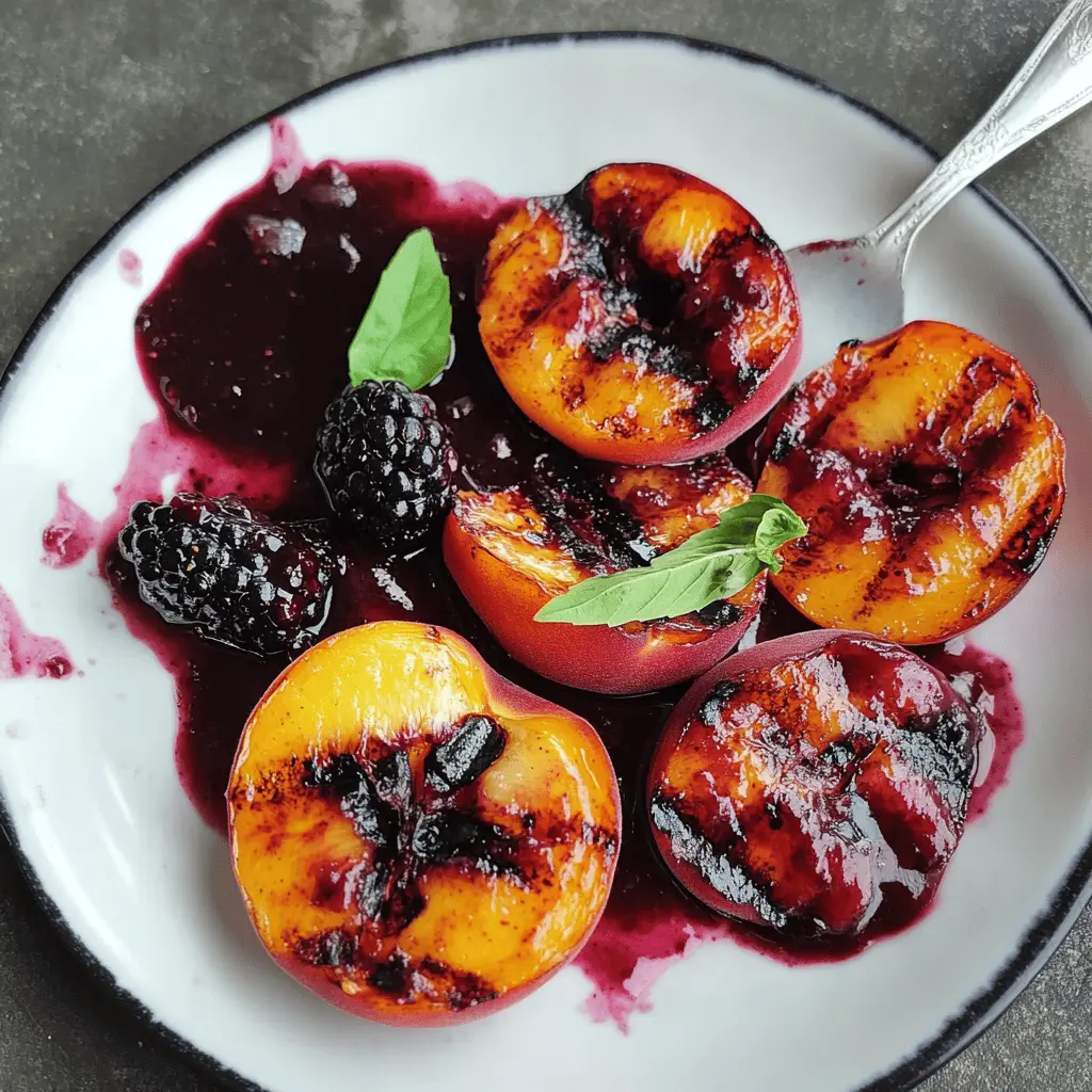 Get ready for a taste sensation with Grilled Peaches topped with a rich Blackberry Sauce! This delightful dessert offers a perfect blend of natural sweetness and smoky flavor. Ideal for summer gatherings or a simple weeknight treat, this recipe highlights the juicy goodness of ripe peaches. Save this pin for a fresh and fruity twist to your next outdoor barbecue or special occasion!