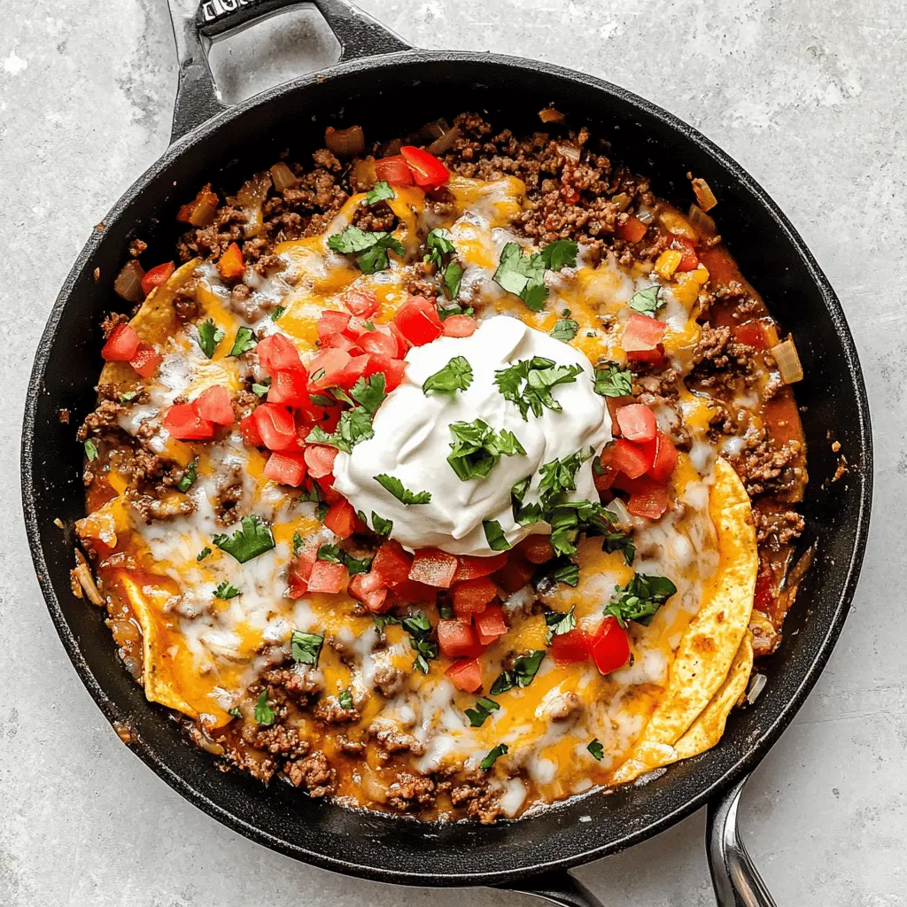 Easy, one-pan ground beef burrito skillet perfect for busy weeknights! This dish combines zesty flavors, seasoned beef, and rice for a satisfying meal. Top it with your favorite toppings like cheese and avocado for a delicious twist. Save this recipe for a quick dinner option that the whole family will love! 🌯✨