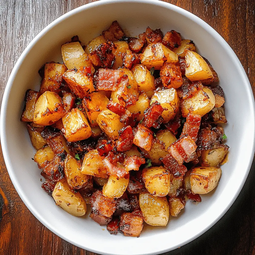 These Honey Bacon Roasted Potatoes combine crispy bacon with the sweetness of honey for an irresistible side dish. Perfectly golden and seasoned, they'll steal the spotlight at your next dinner! Easy to prepare, these potatoes are ideal for family gatherings or weeknight meals. Save this recipe to impress everyone with your cooking skills!