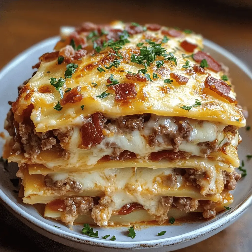 Get ready for a comfort food revolution with this Parmesan Garlic Bacon Cheeseburger Lasagna! Layers of cheesy goodness combine with savory bacon and rich flavors for a meal that’s perfect for family gatherings or a cozy night in. Don’t forget to save this delicious recipe for your next dinner – it’s sure to impress everyone at the table!