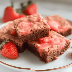 These Strawberry Brownies are a delightful twist on the classic dessert! Made with rich, fudgy chocolate and fresh strawberries, they are perfect for any occasion. Ideal for summer picnics or a sweet treat at home. Save this recipe to impress friends and family with these deliciously vibrant brownies!
