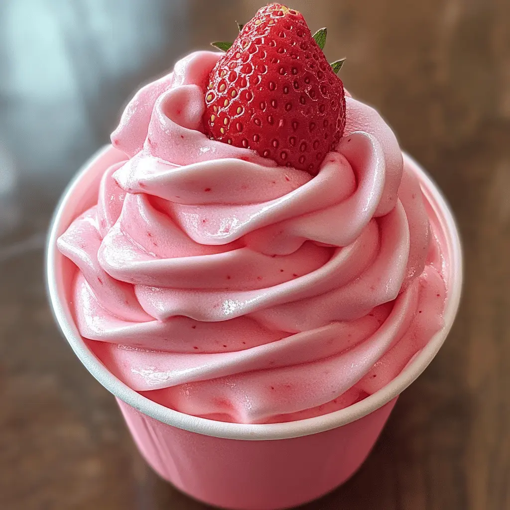 Beat the heat with this refreshing Strawberry Dole Whip! This delightful blend of sweet strawberries and creamy soft serve is perfect for warm days and treating yourself. It’s vegan, easy to whip up, and offers a taste of paradise in every bite. Save this recipe for your next summer gathering or pool party—it's bound to impress!