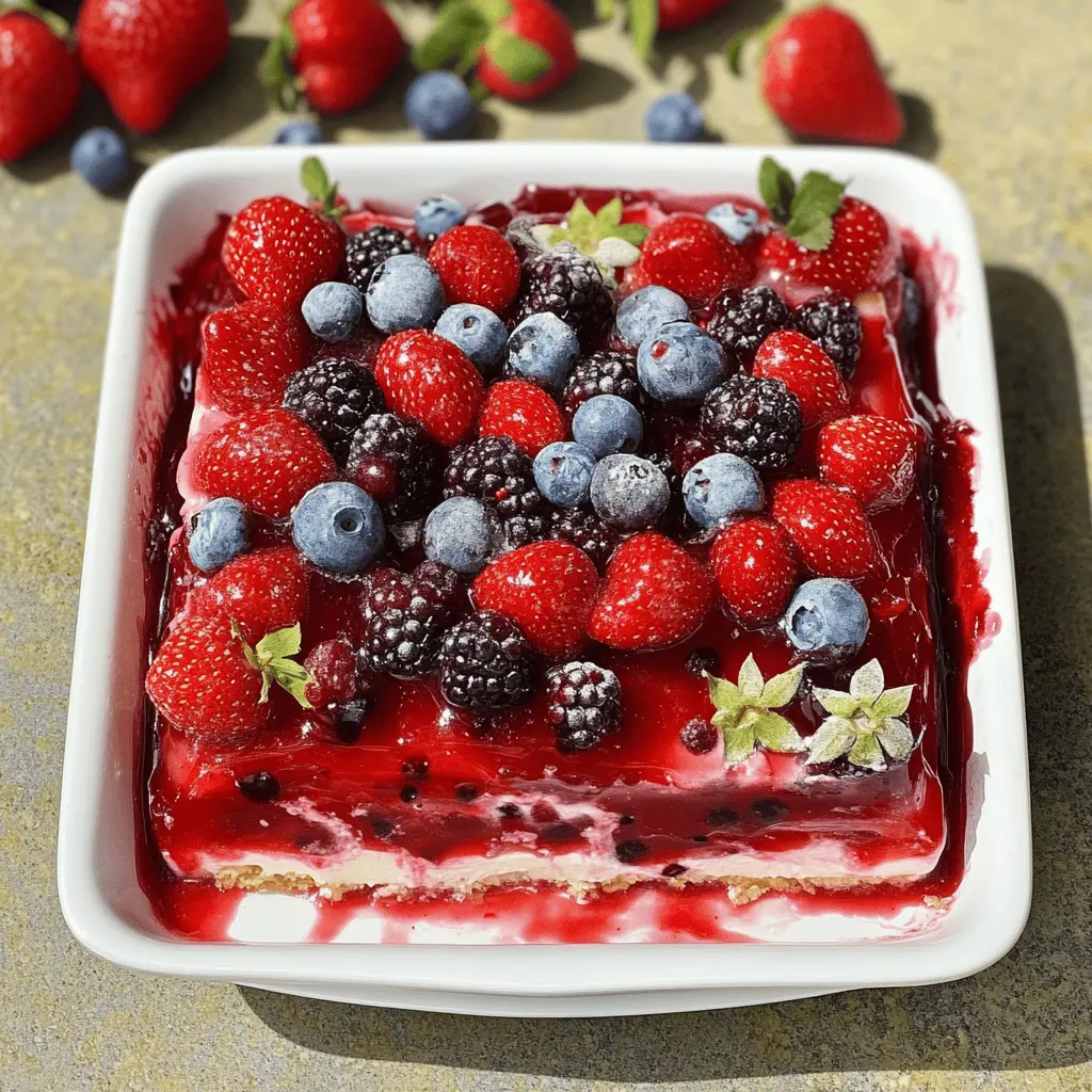 Brighten up your summer gatherings with this refreshing Summer Berry Jello Lasagna! Layered with creamy goodness and bursting with strawberry, blueberry, and raspberry flavors, it's a delightful dessert everyone loves. Perfect for picnics, barbecues, or family dinners, don't forget to save this scrumptious recipe for your next celebration!