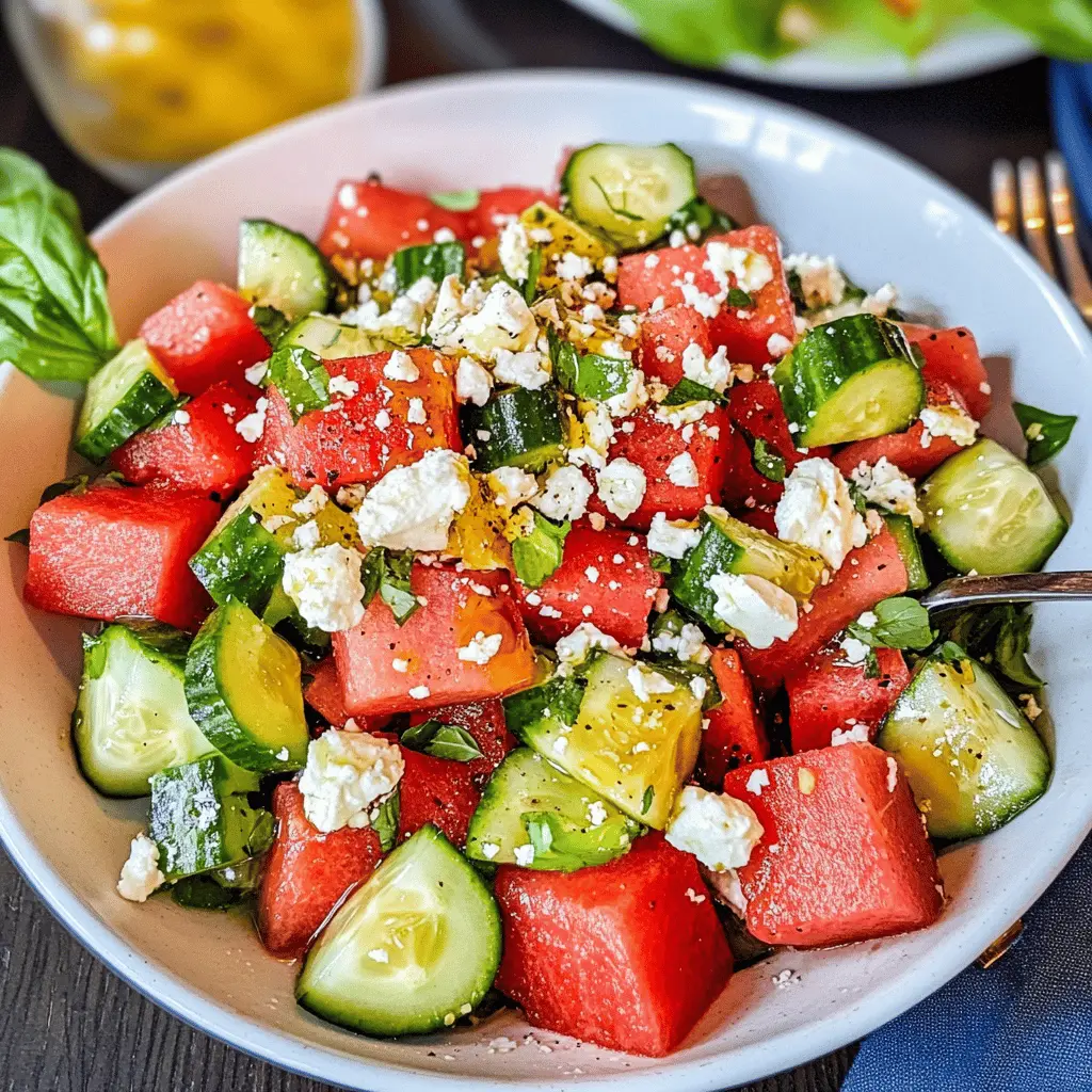 Easy Watermelon Cucumber Feta Salad Recipe