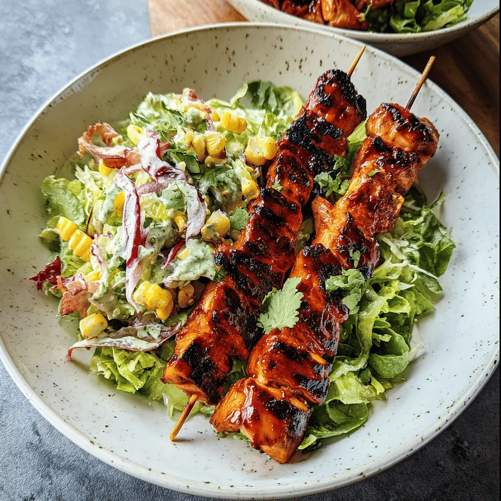 Easy BBQ Chicken Skewer Salad Recipe