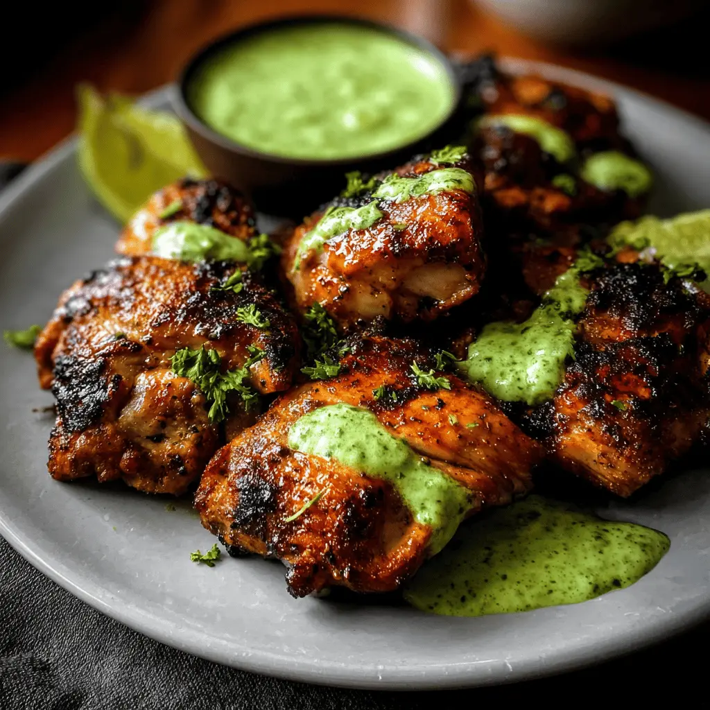 Easy Peruvian Grilled Chicken with Creamy Green Sauce