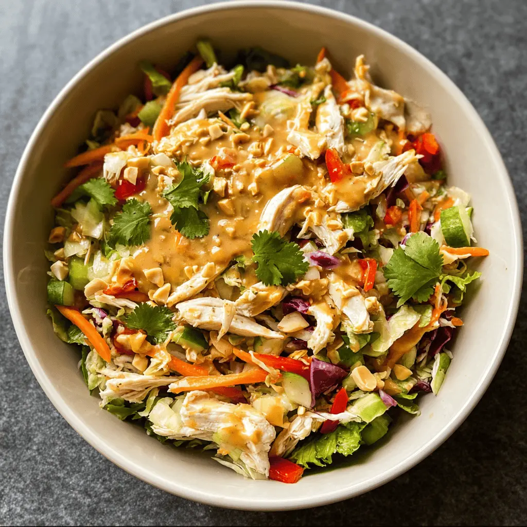Easy Thai Chicken Salad with Creamy Peanut Dressing