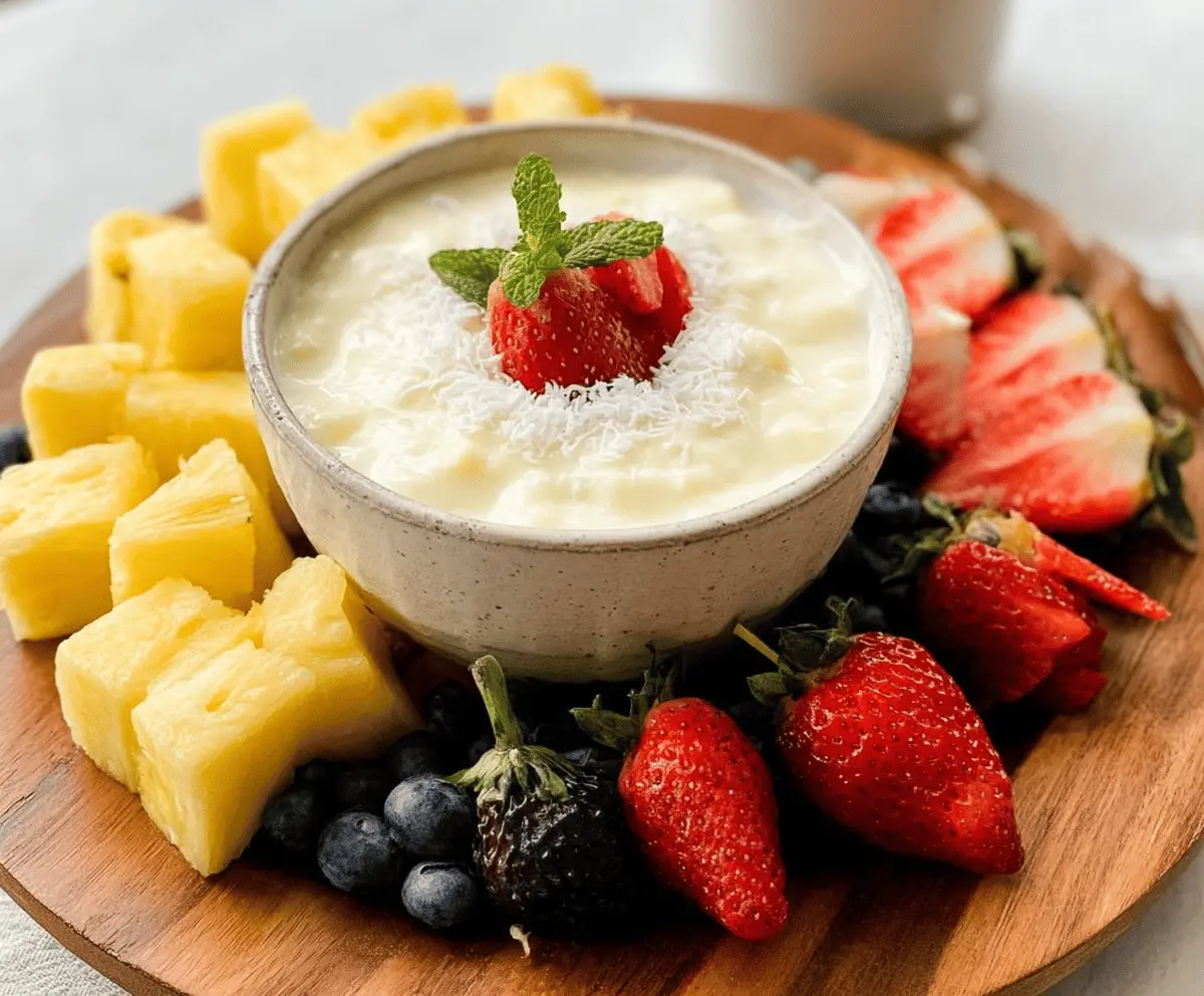 Easy Creamy Piña Colada Fruit Dip Recipe