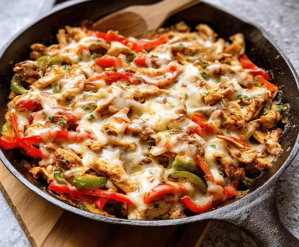Easy Cheesy Chicken Cheesesteak Skillet