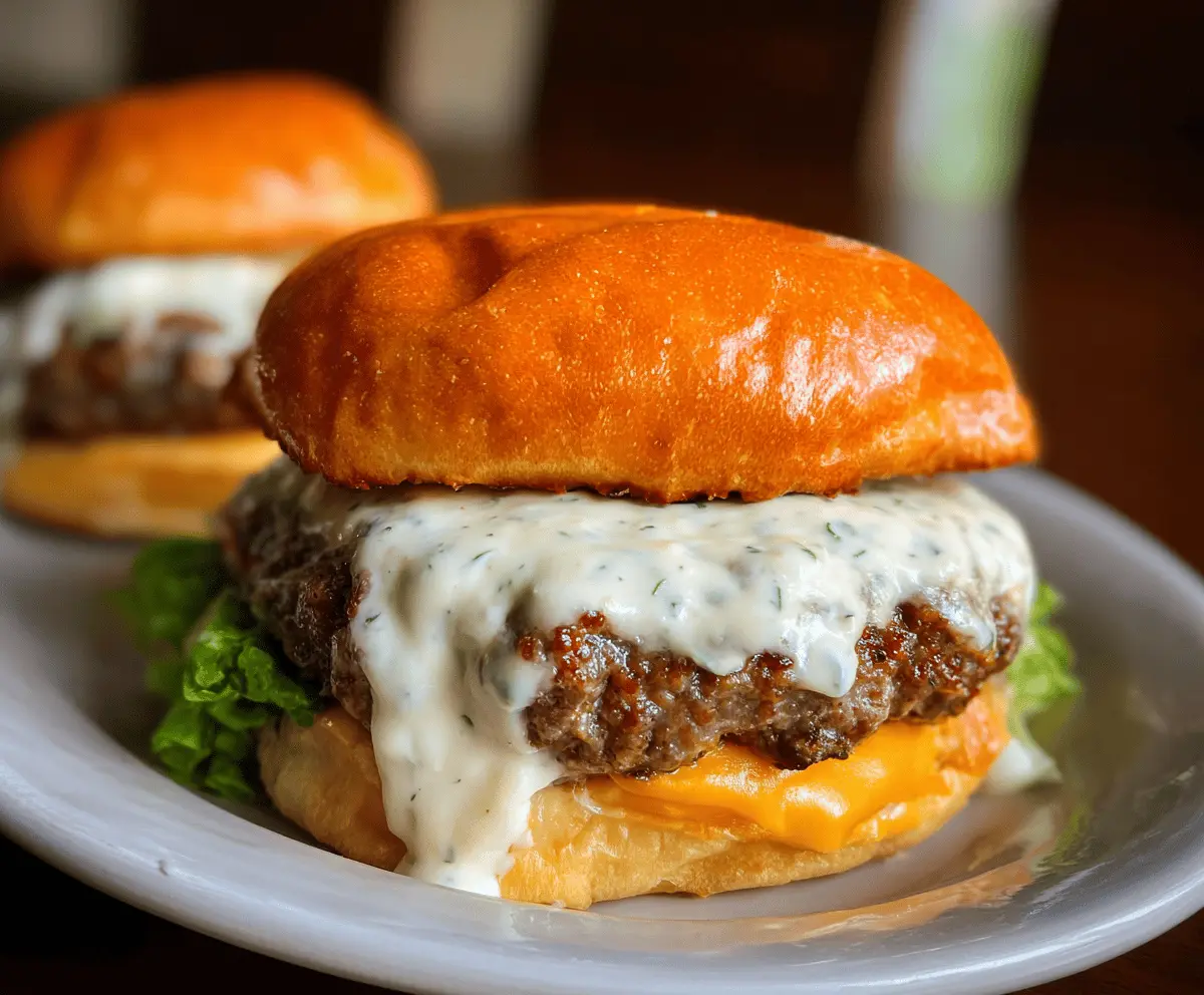 Garlic Overboard Burgers with Creamy Garlic Sauce
