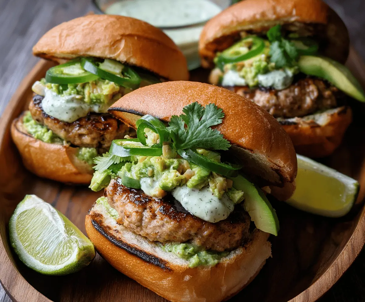 Healthy Honey Jalapeño Turkey Burgers with Creamy Avocado Sauce