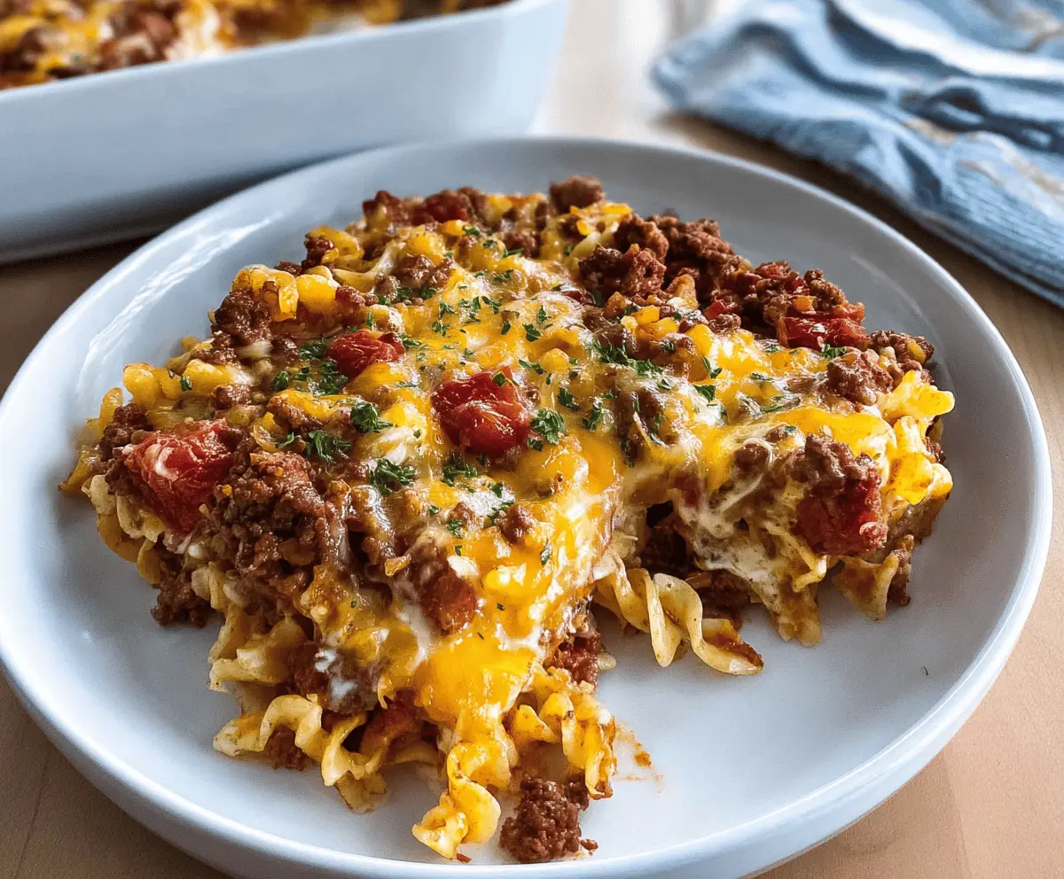 Easy Cheesy Hamburger Casserole Recipe