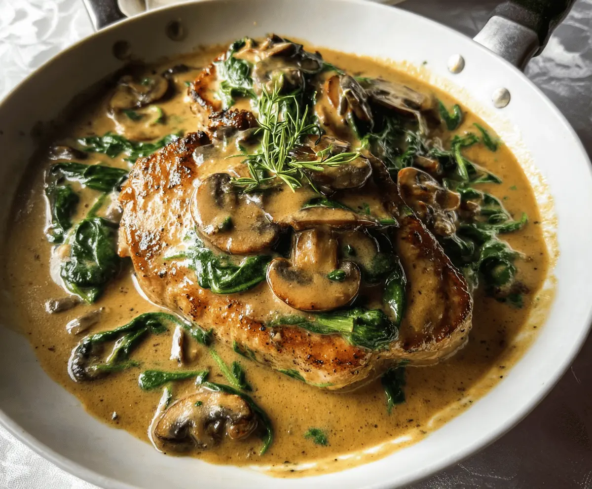 Creamy Spinach Mushroom Pork Chops Recipe