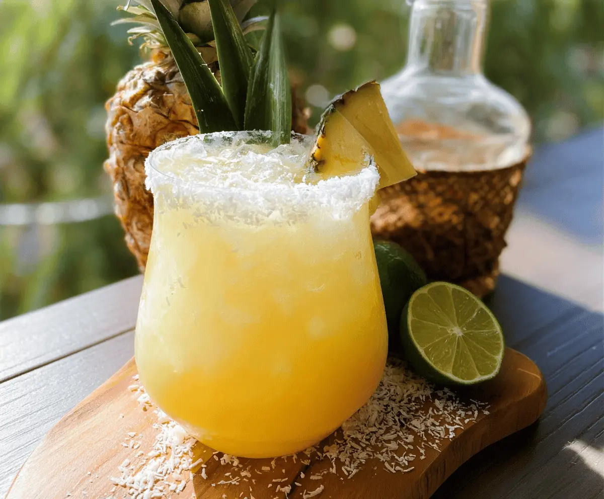 Tropical Hawaiian Margarita With Pineapple & Coconut