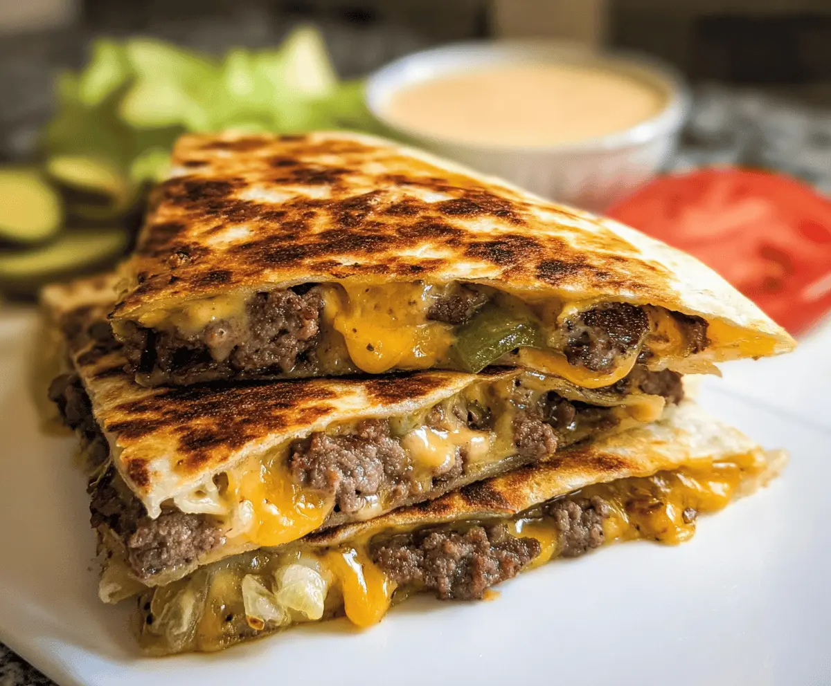 Cheeseburger Quesadilla with Easy Homemade Burger Sauce