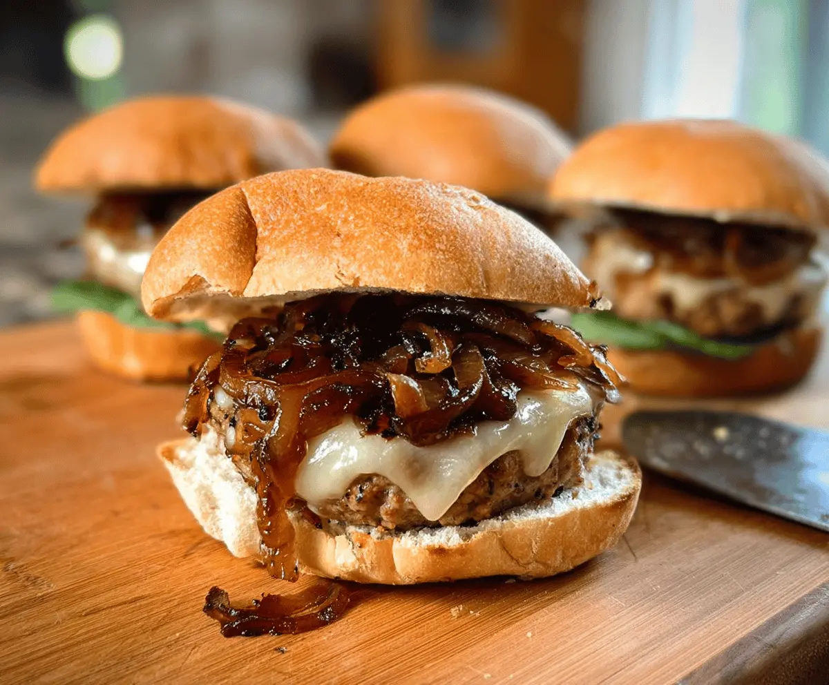 Healthy Balsamic Turkey Burgers with Caramelized Onions