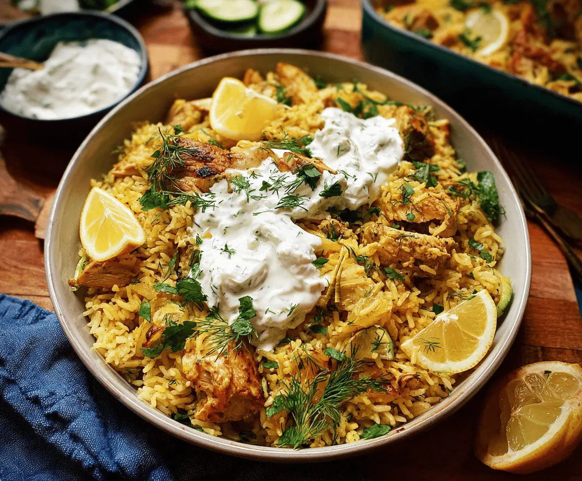 Easy Dump and Bake Chicken Tzatziki Rice Recipe