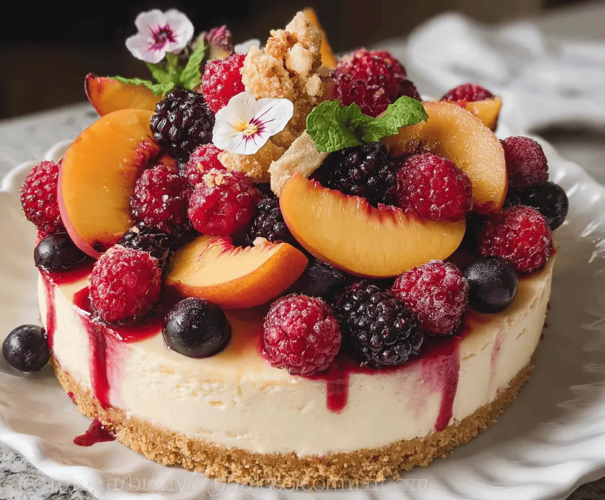 Easy Summer Berry and Peach Cheesecake Recipe