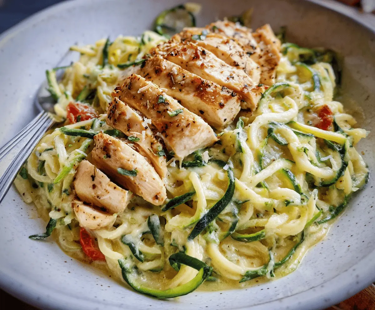 Creamy Zucchini Noodle Chicken Alfredo Recipe