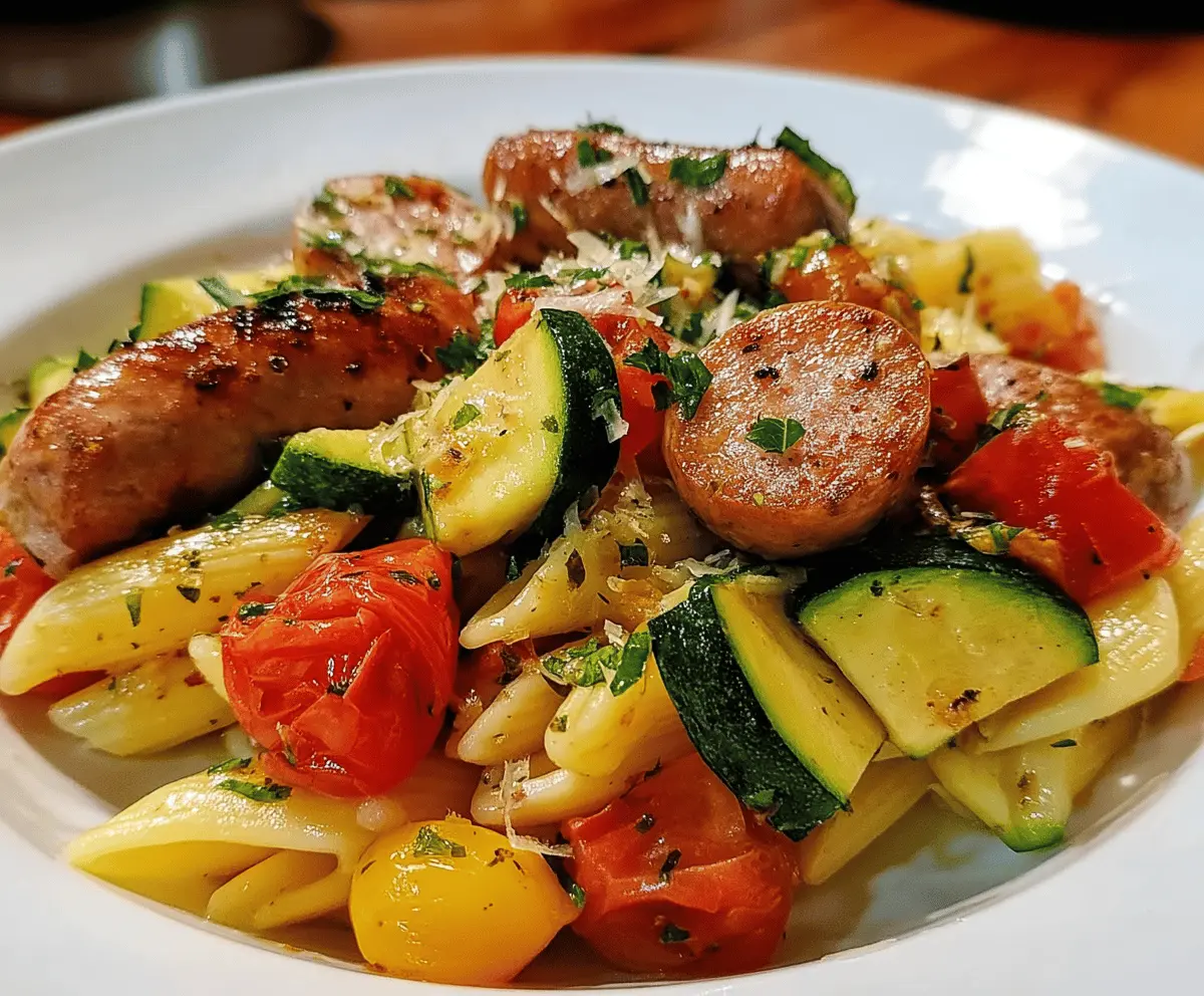 Easy Chicken Sausage Pasta with Zucchini and Tomatoes