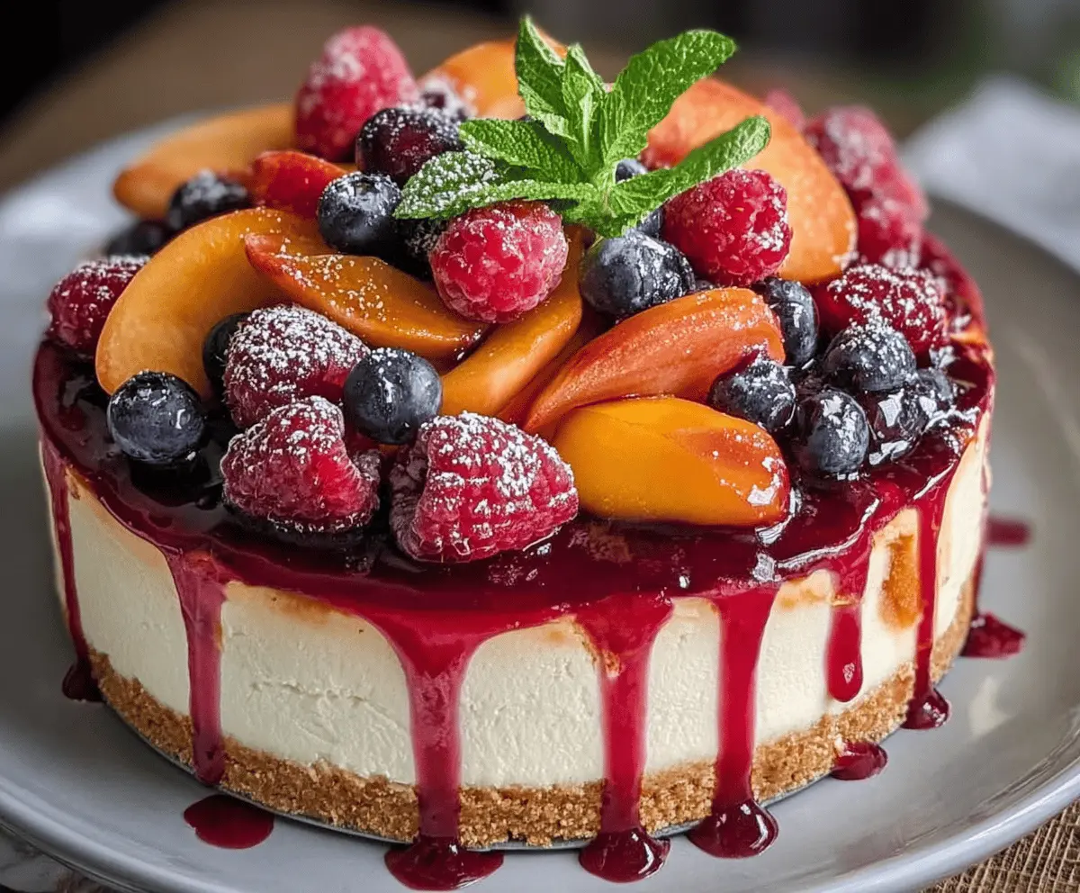 Creamy Summer Berry Peach Cheesecake Recipe