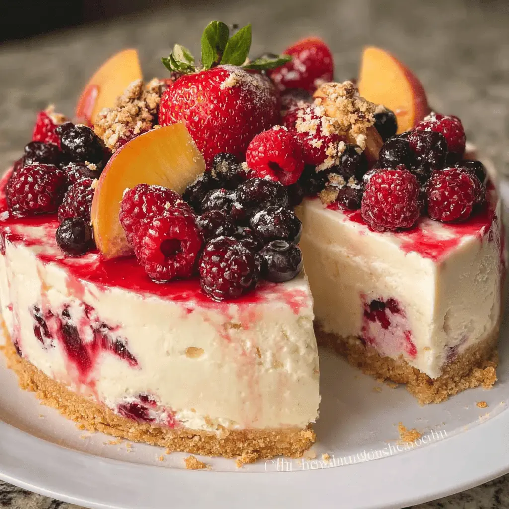 Fresh Summer Berry and Peach Cheesecake Recipe
