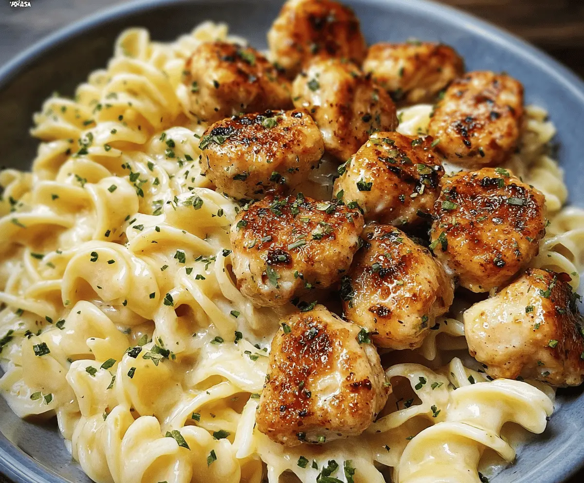 Garlic Butter Chicken Bites with Creamy Parmesan Pasta