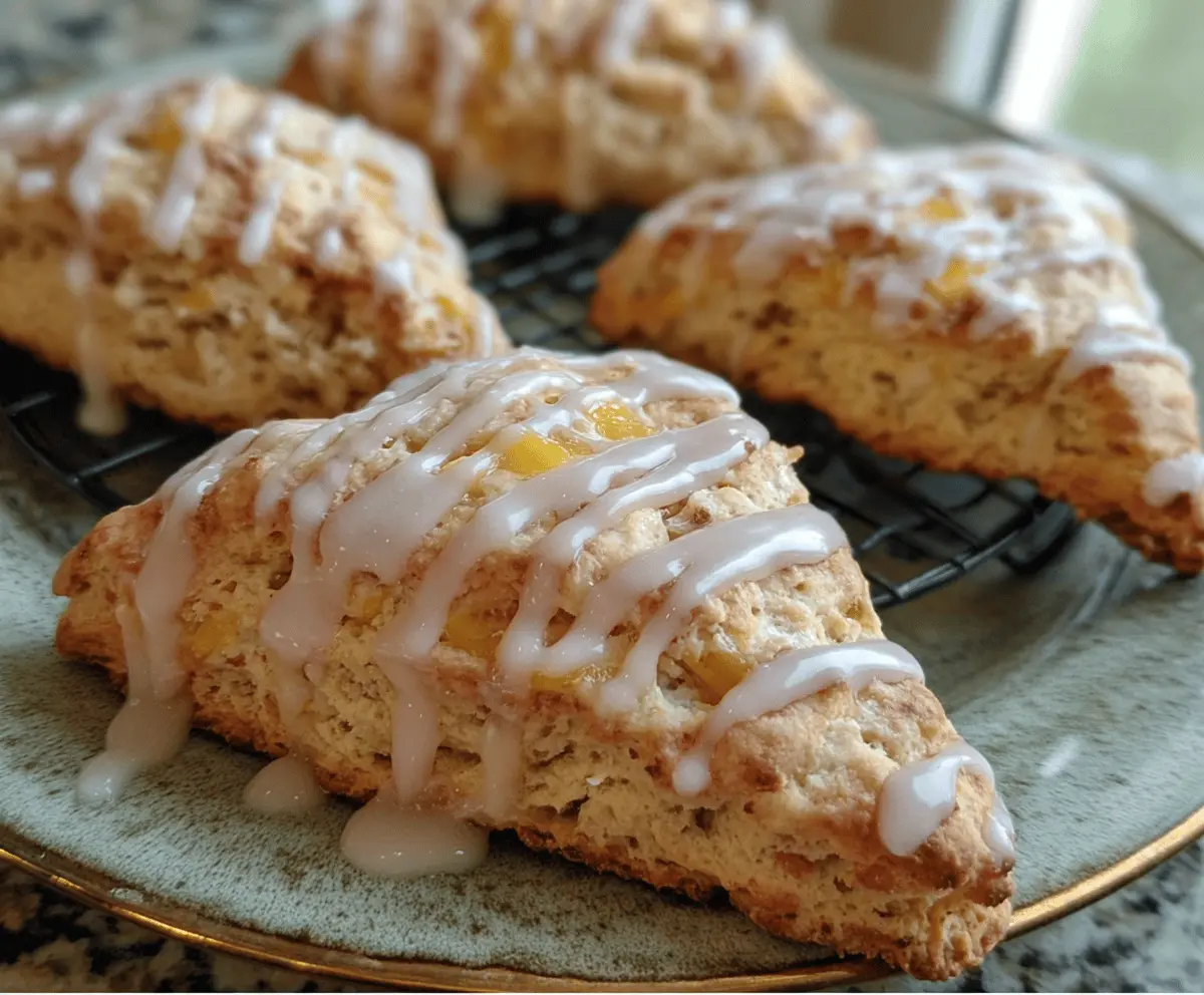 Easy Peach Pie Scones With Sweet Vanilla Glaze