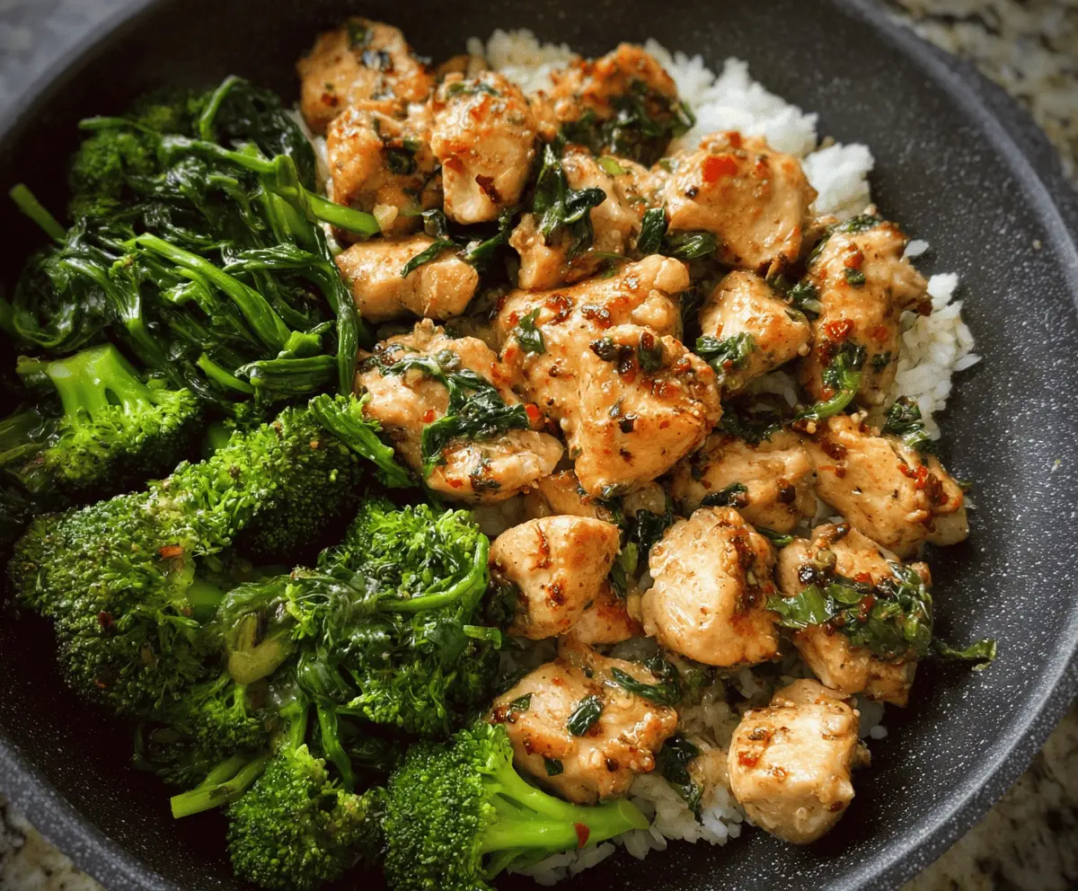 Easy Garlic Chicken with Broccoli and Spinach