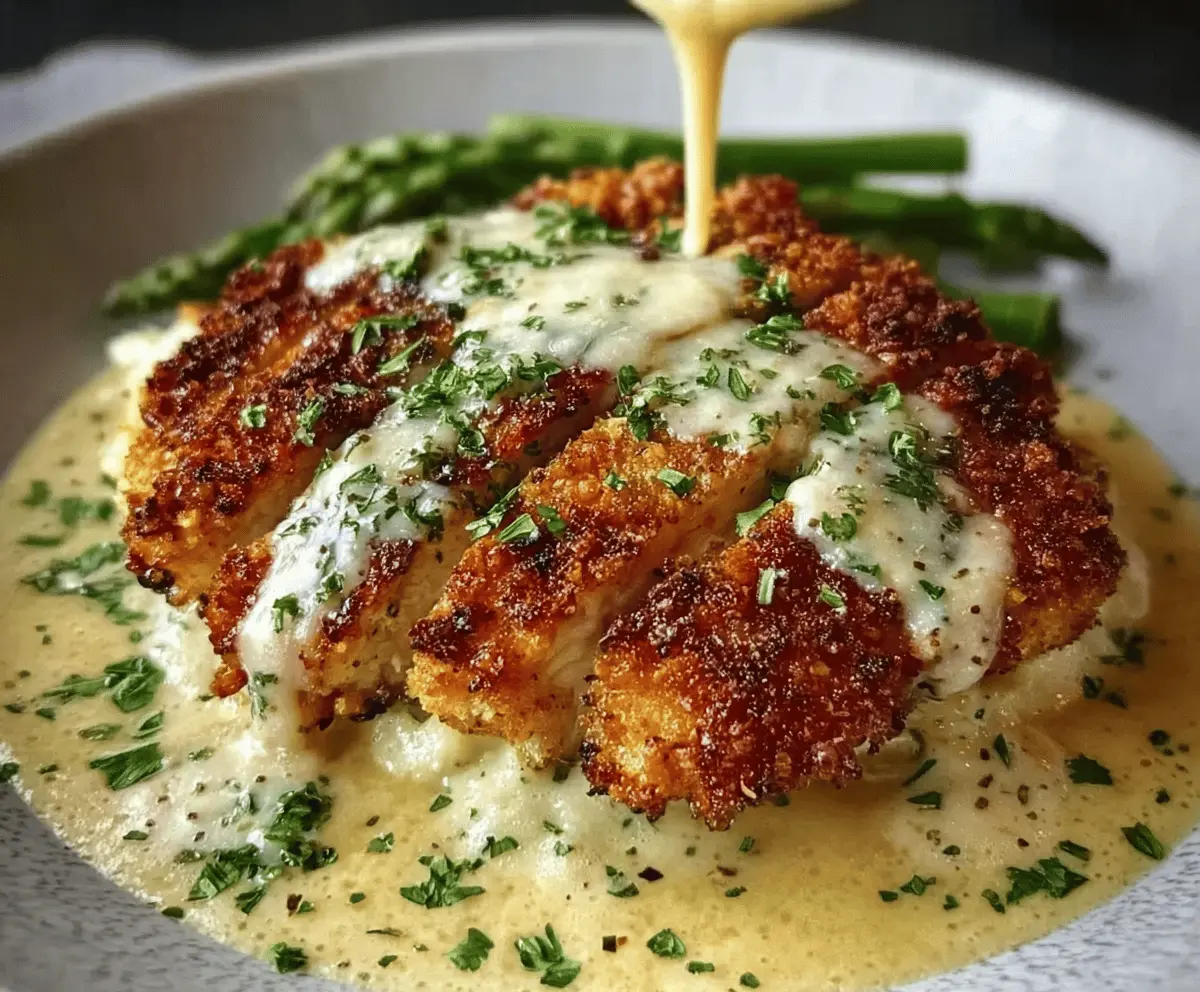 Crispy Parmesan Chicken With Creamy Garlic Sauce