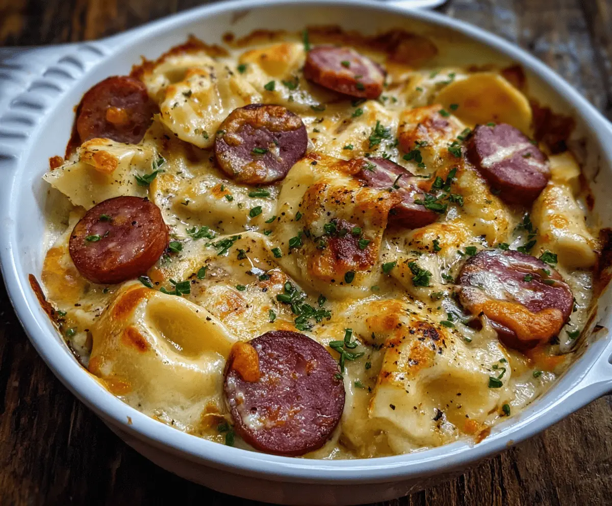Easy Crockpot Pierogi Casserole with Kielbasa