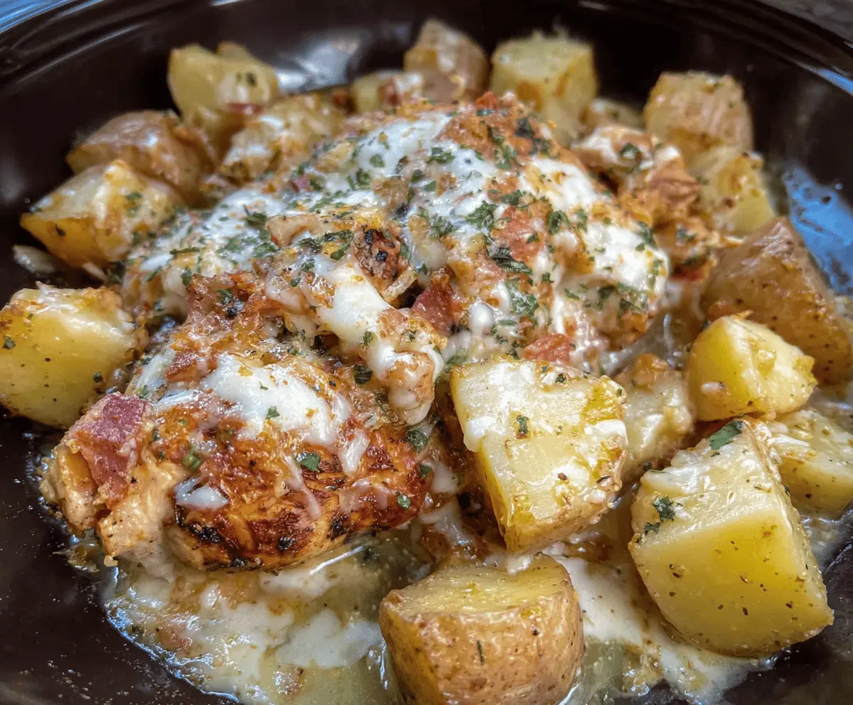 Easy Crockpot Garlic Parmesan Chicken and Potatoes