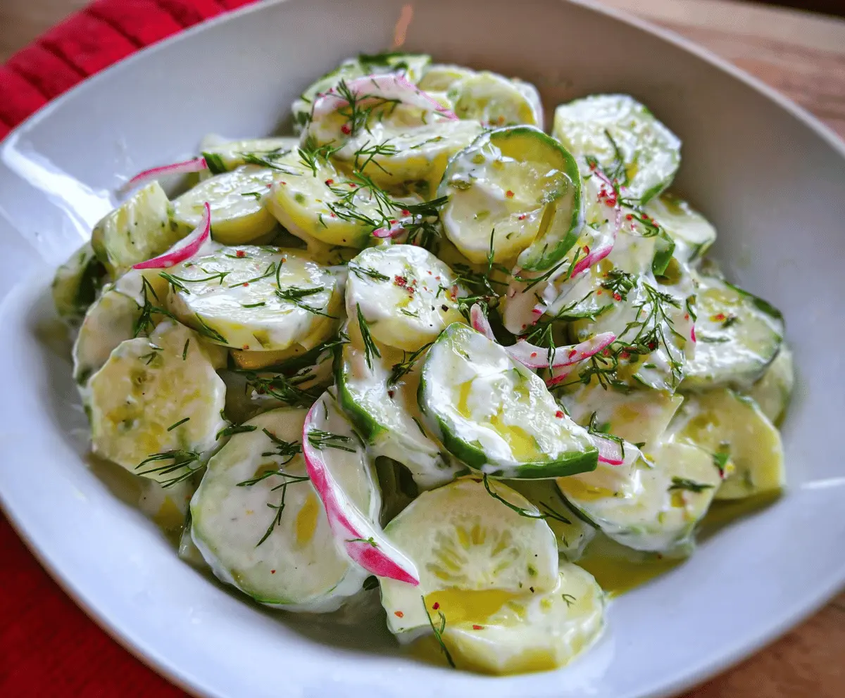 Tangy Pickle Juice Ranch Cucumber Salad Recipe