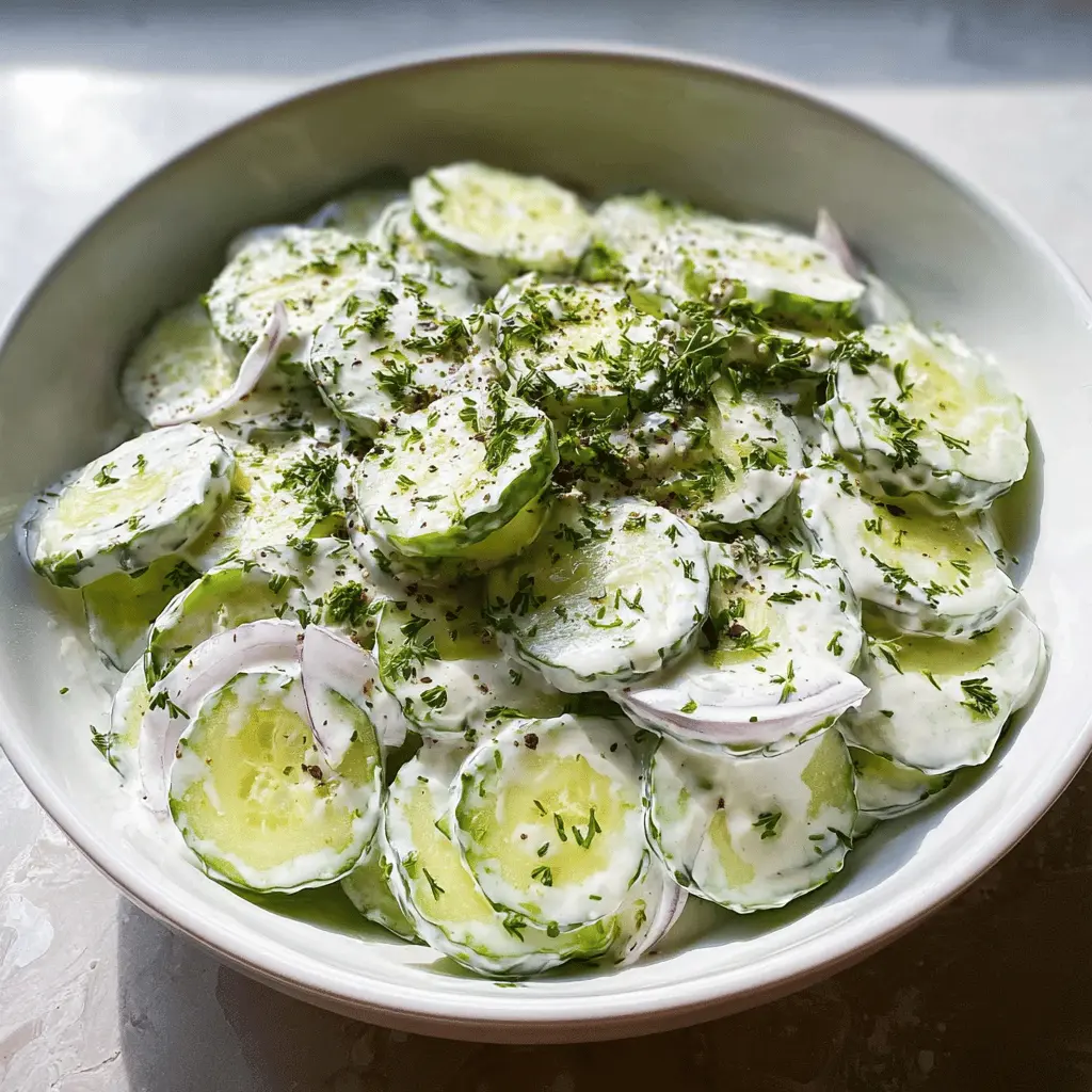 Easy Creamy Cucumber Salad Recipe