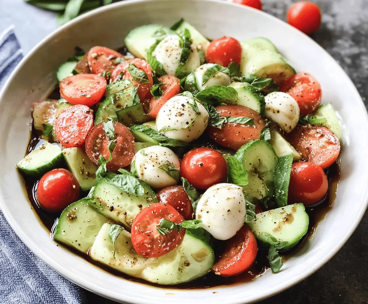 Fresh Cucumber Caprese Salad With Creamy Mozzarella