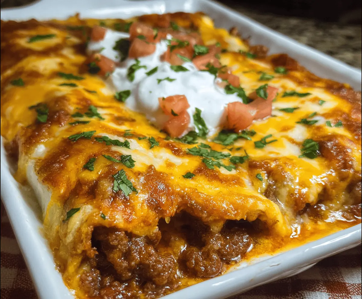 Easy Cheesy Ground Beef Enchiladas Recipe