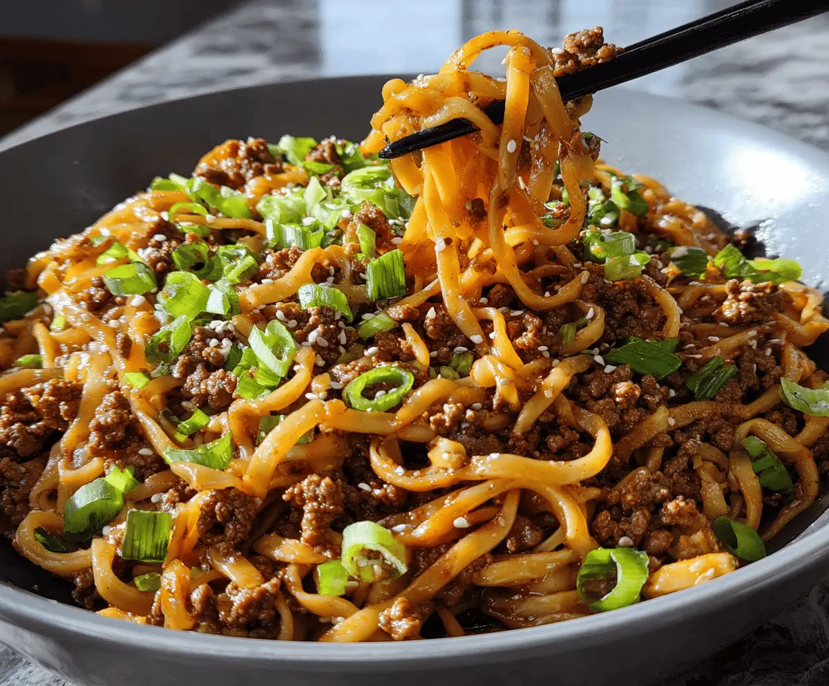 Easy Mongolian Ground Beef Noodles Recipe