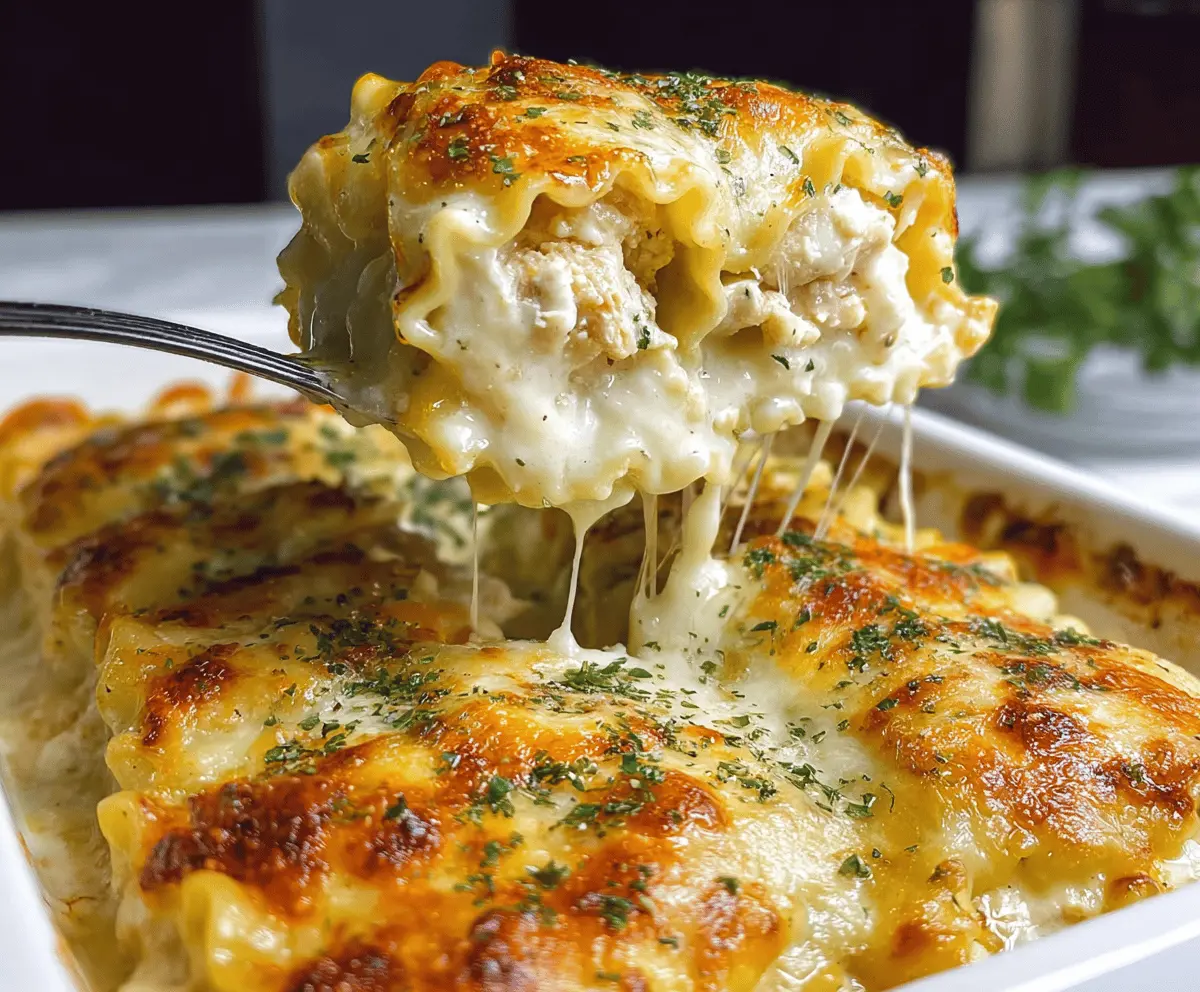 Cheesy Chicken Alfredo Lasagna Rolls Recipe