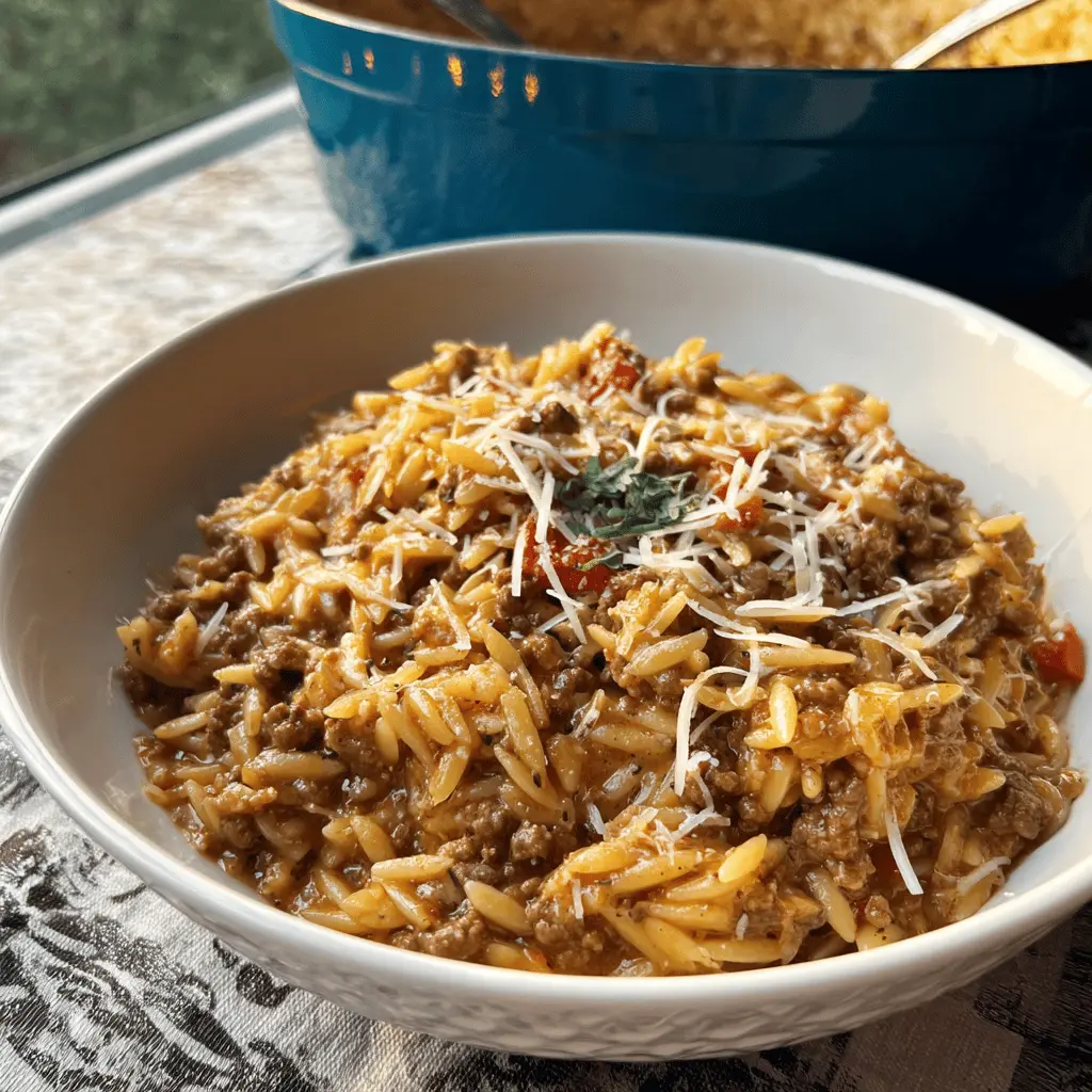 Easy Savory Ground Beef Orzo Dinner Recipe