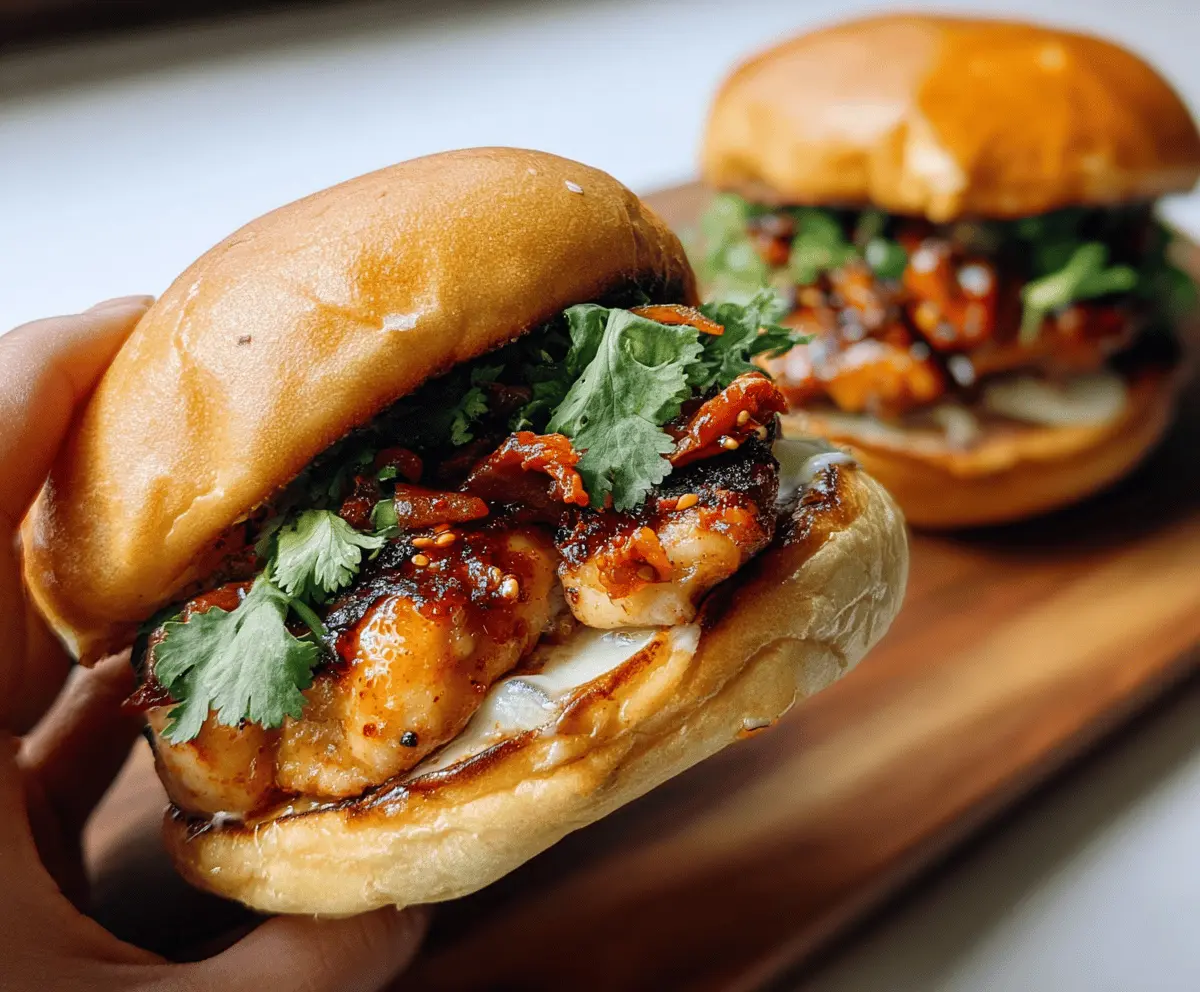 Spicy Gochujang Chicken Burgers with Kimchi Bacon Jam