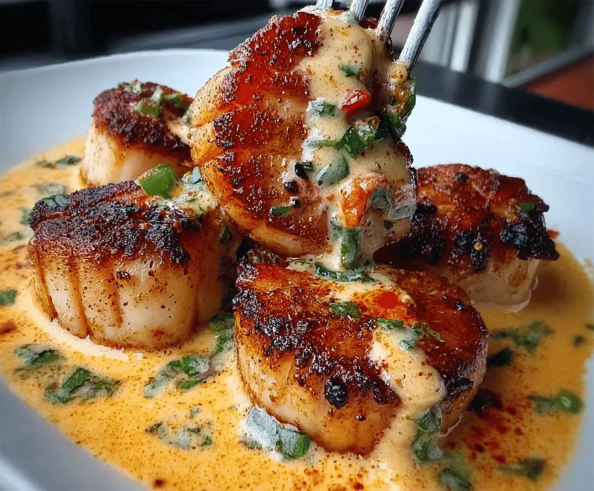 Seared Scallops with Creamy Spicy Cajun Sauce