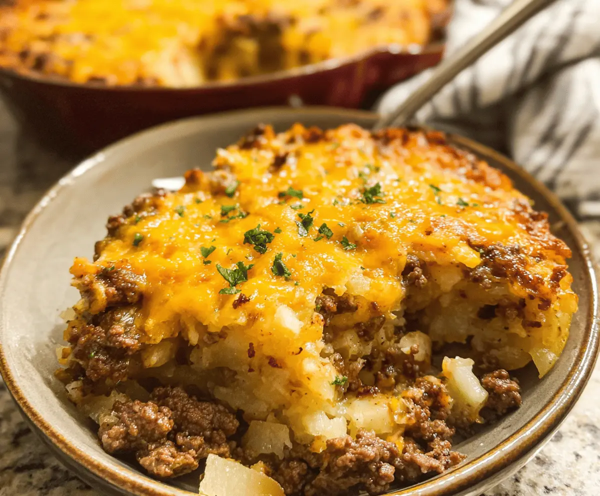 Easy Cheesy Ground Beef and Potato Casserole