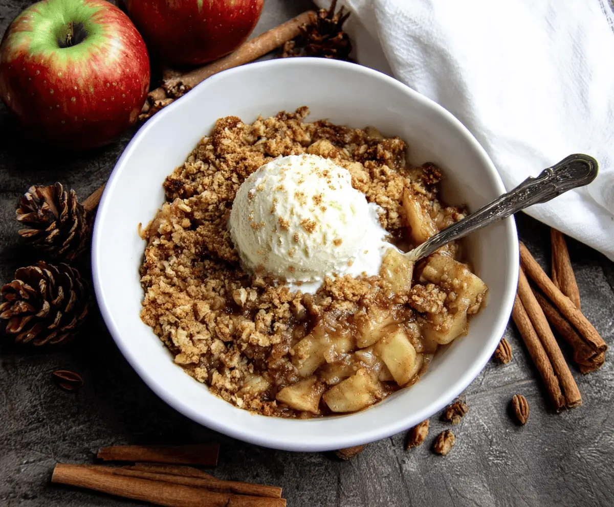 Delicious almond flour apple crisp topped with golden brown crust and fresh apple slices, perfect for a healthy dessert.