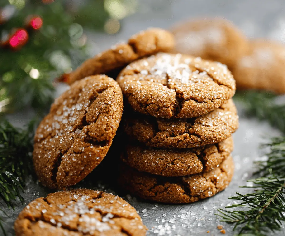 Golden brown butter gingerbread cookies decorated with festive icing on a holiday plate.