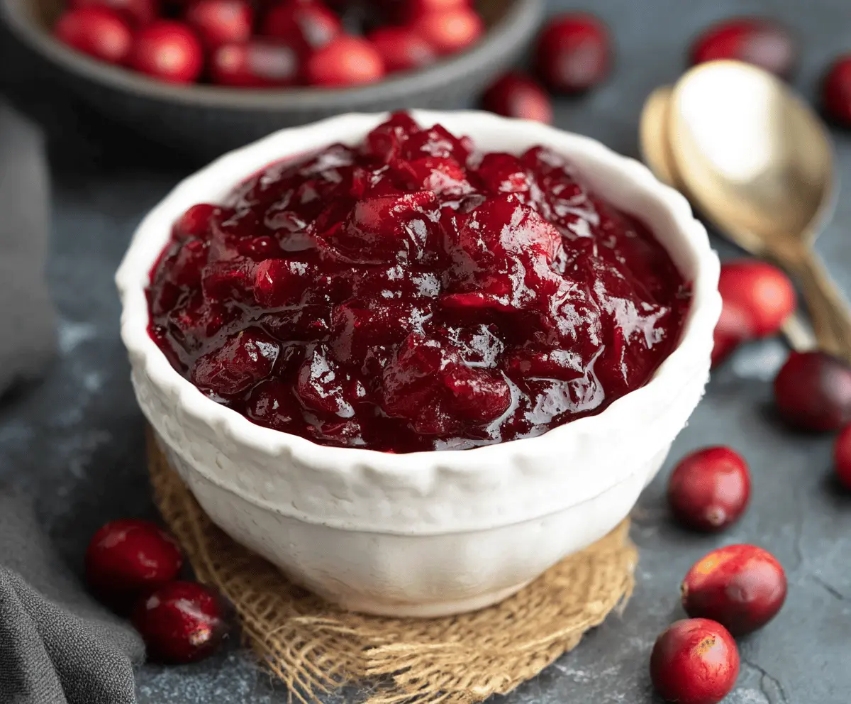 Delicious homemade cranberry ginger sauce with fresh cranberries and zesty ginger for holiday desserts.